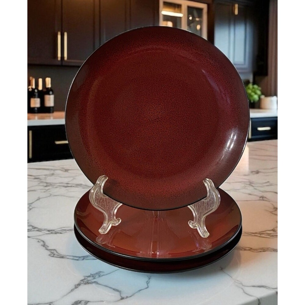Gibson Designs Soho Lounge Round Burgundy Salad Plate 7 7/8” Set Of 3